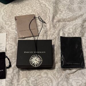 David Yurman Black Cord Silver Pendant